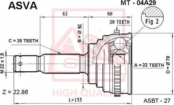 ASVA MT-04A29 - Joint Kit, drive shaft autospares.lv