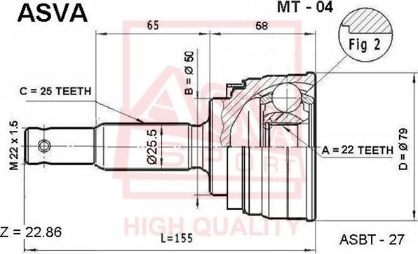 ASVA MT-04 - Joint Kit, drive shaft autospares.lv