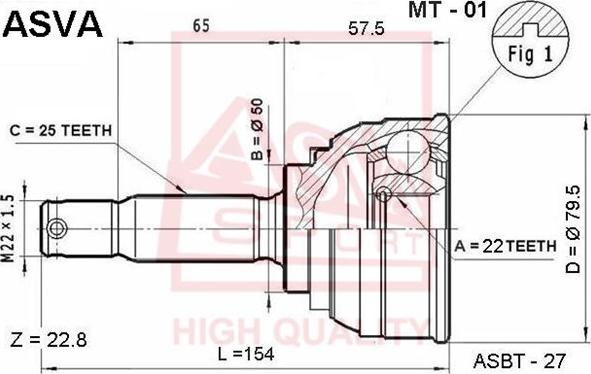 ASVA MT-01 - Joint Kit, drive shaft autospares.lv