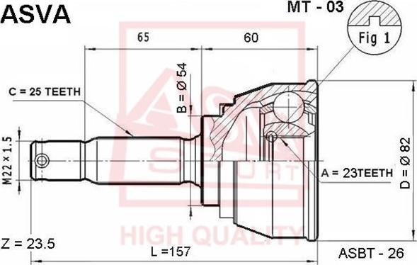 ASVA MT-03 - Joint Kit, drive shaft autospares.lv