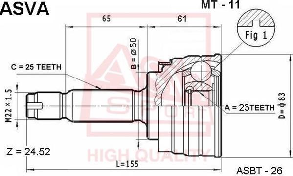 ASVA MT-11 - Joint Kit, drive shaft autospares.lv