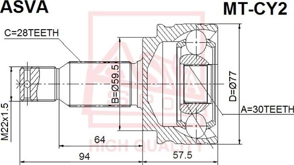 ASVA MT-CY2 - Joint Kit, drive shaft autospares.lv