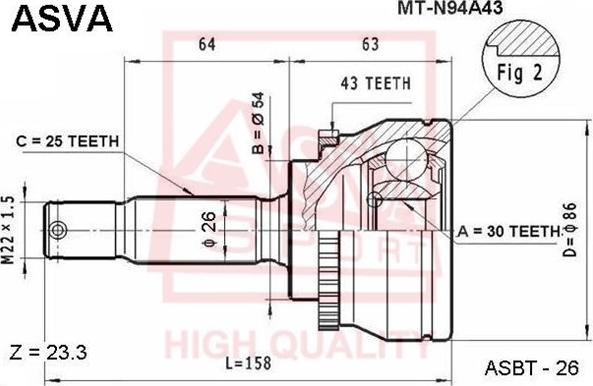 ASVA MT-N94A43 - Joint Kit, drive shaft autospares.lv