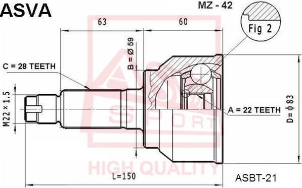 ASVA MZ-42 - Joint Kit, drive shaft autospares.lv