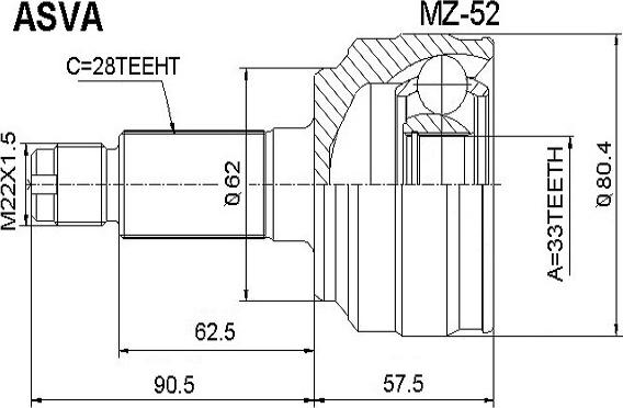 ASVA MZ-52 - Joint Kit, drive shaft autospares.lv