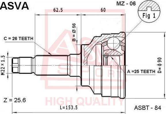 ASVA MZ-06 - Joint Kit, drive shaft autospares.lv