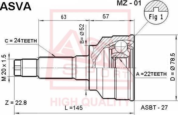 ASVA MZ-01 - Joint Kit, drive shaft autospares.lv