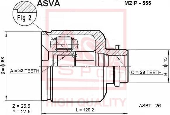 ASVA MZIP-555 - Joint Kit, drive shaft autospares.lv