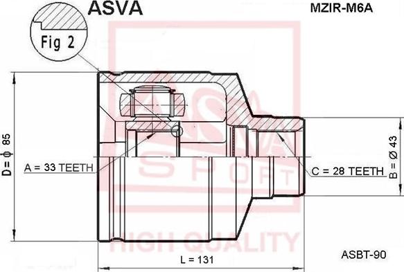 ASVA MZIR-M6A - Joint Kit, drive shaft autospares.lv