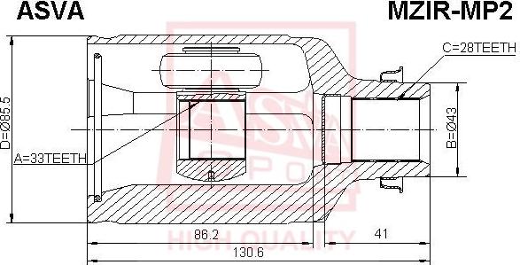 ASVA MZIR-MP2 - Joint Kit, drive shaft autospares.lv