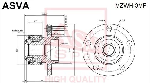 ASVA MZWH-3MF - Wheel Hub autospares.lv