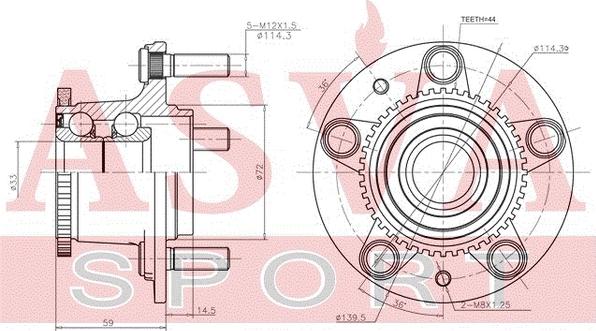 ASVA MZWH-GFRA44 - Wheel Hub autospares.lv