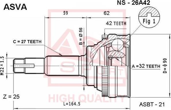 ASVA NS-26A42 - Joint Kit, drive shaft autospares.lv