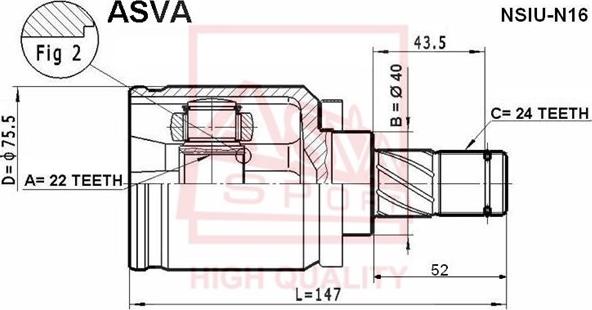 ASVA NSIU-N16 - Joint Kit, drive shaft autospares.lv