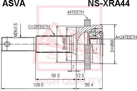 ASVA NS-XRA44 - Joint Kit, drive shaft autospares.lv