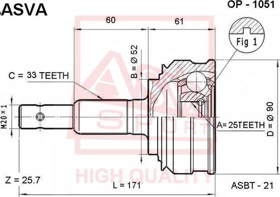 ASVA OP-1051 - Joint Kit, drive shaft autospares.lv