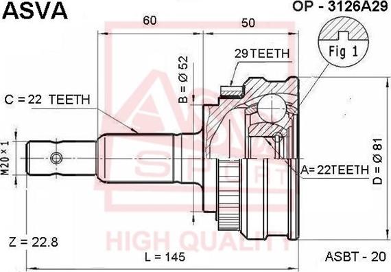 ASVA OP-3126A29 - Joint Kit, drive shaft autospares.lv