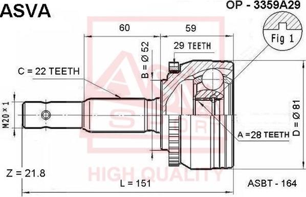 ASVA OP-3359A29 - Joint Kit, drive shaft autospares.lv