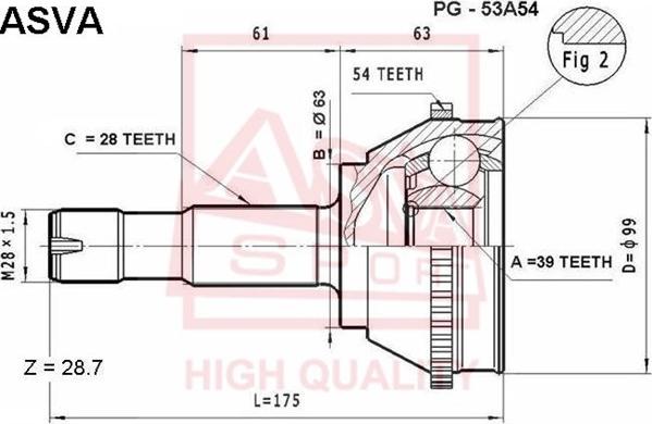 ASVA PG-53A54 - Joint Kit, drive shaft autospares.lv