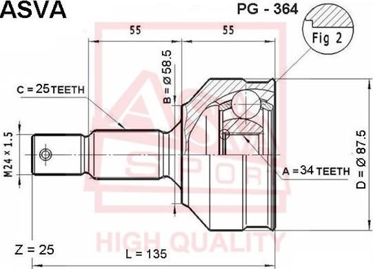 ASVA PG-364 - Joint Kit, drive shaft autospares.lv