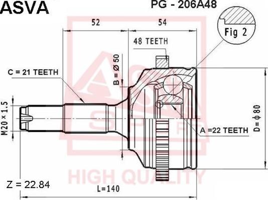 ASVA PG-206A48 - Joint Kit, drive shaft autospares.lv