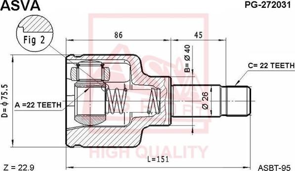 ASVA PG-272031 - Joint Kit, drive shaft autospares.lv