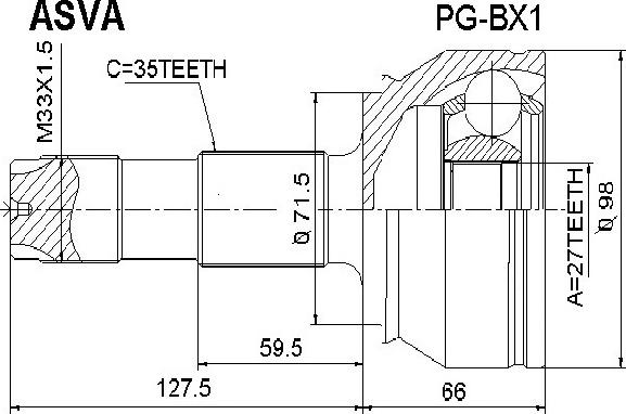 ASVA PG-BX1 - Joint Kit, drive shaft autospares.lv