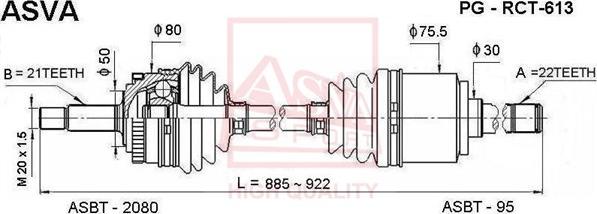 ASVA PG-RCT-613 - Drive Shaft autospares.lv