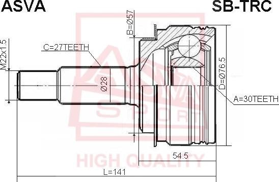 ASVA SB-TRC - Joint Kit, drive shaft autospares.lv