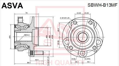 ASVA SBWH-B13MF - Wheel Hub autospares.lv