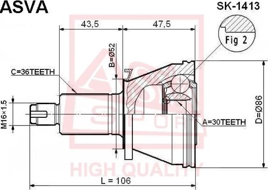 ASVA SK-1413 - Joint Kit, drive shaft autospares.lv