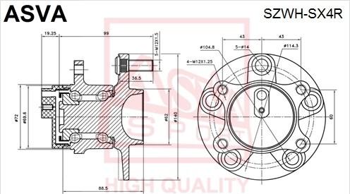 ASVA SZWH-SX4R - Wheel Hub autospares.lv