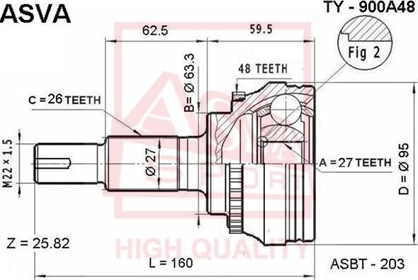 ASVA TY-900A48 - Joint Kit, drive shaft autospares.lv