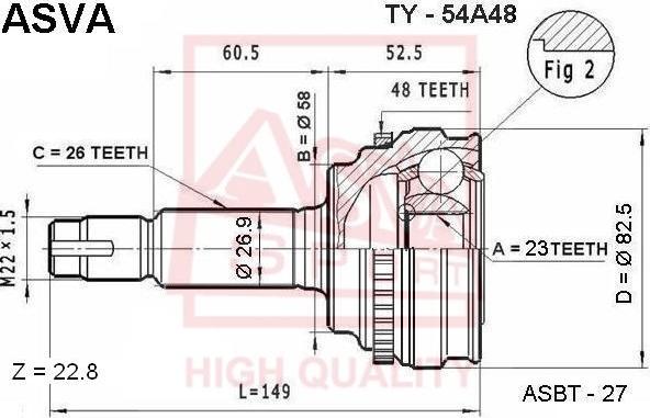 ASVA TY-54A48 - Joint Kit, drive shaft autospares.lv