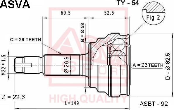 ASVA TY-54 - Joint Kit, drive shaft autospares.lv