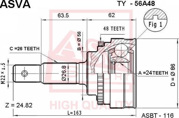 ASVA TY-56A48 - Joint Kit, drive shaft autospares.lv