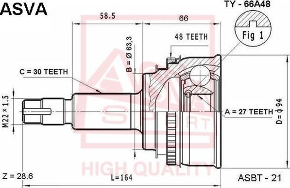 ASVA TY-66A48 - Joint Kit, drive shaft autospares.lv