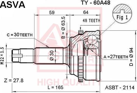 ASVA TY-60A48 - Joint Kit, drive shaft autospares.lv