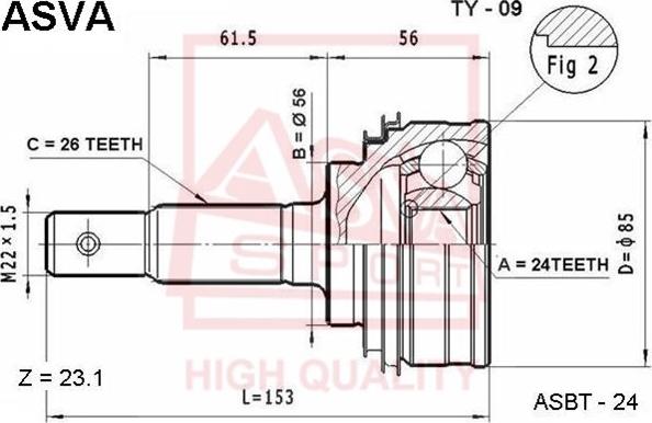 ASVA TY-09 - Joint Kit, drive shaft autospares.lv