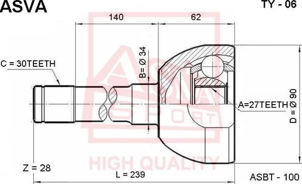 ASVA TY-06 - Joint Kit, drive shaft autospares.lv