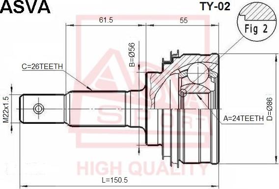 ASVA TY-02 - Joint Kit, drive shaft autospares.lv