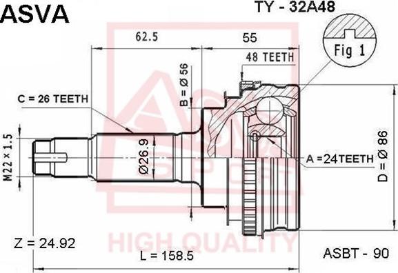 ASVA TY-32A48 - Joint Kit, drive shaft autospares.lv