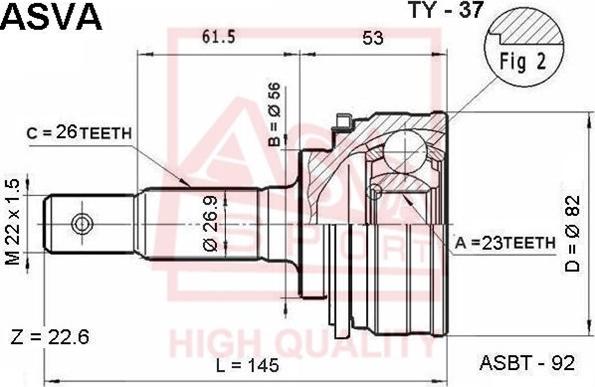 ASVA TY-37 - Joint Kit, drive shaft autospares.lv