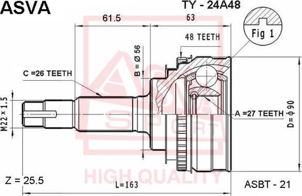 ASVA TY-24A48 - Joint Kit, drive shaft autospares.lv