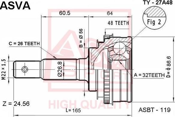 ASVA TY-27A48 - Joint Kit, drive shaft autospares.lv