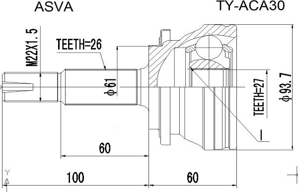 ASVA TY-ACA30 - Joint Kit, drive shaft autospares.lv