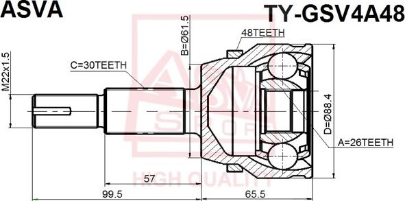 ASVA TY-GSV4A48 - Joint Kit, drive shaft autospares.lv