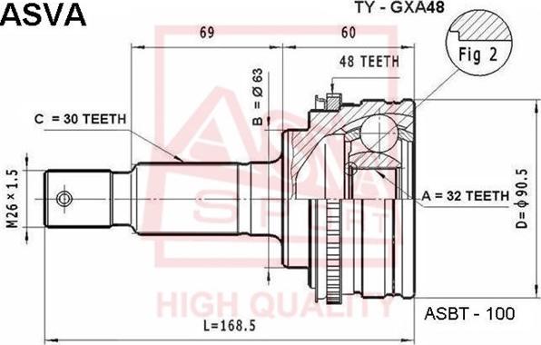 ASVA TY-GXA48 - Joint Kit, drive shaft autospares.lv