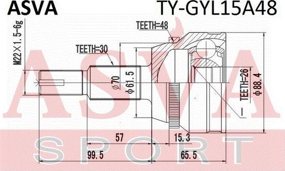 ASVA TY-GYL15A48 - Joint Kit, drive shaft autospares.lv