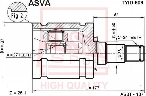 ASVA TYID-909 - Joint Kit, drive shaft autospares.lv